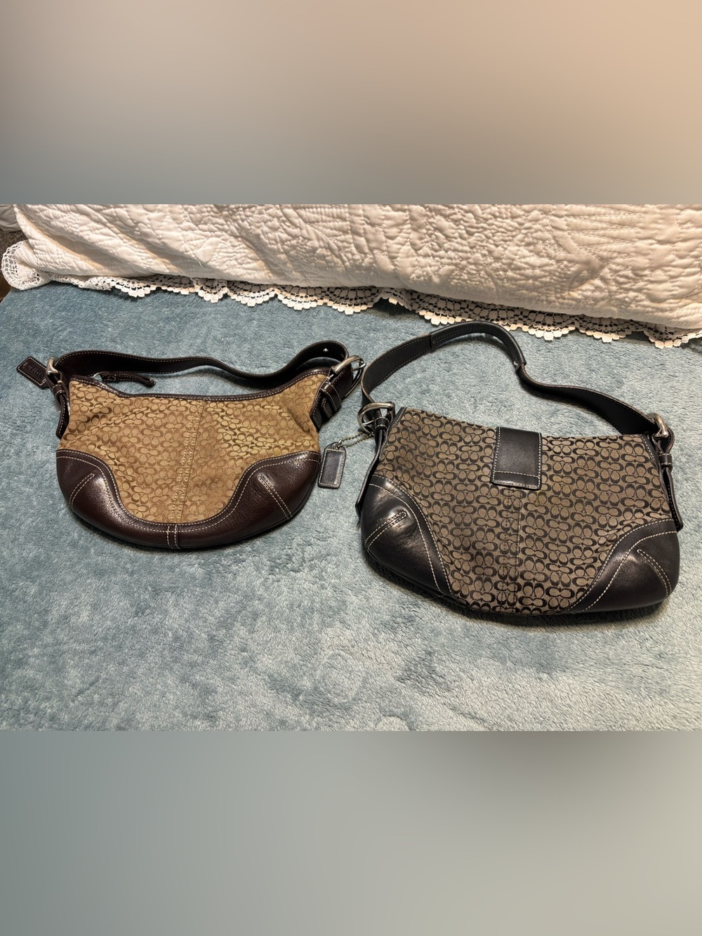 Coach Signature Canvas Saddle Shoulder Bags in Brown and Black - Picture 2 of 2